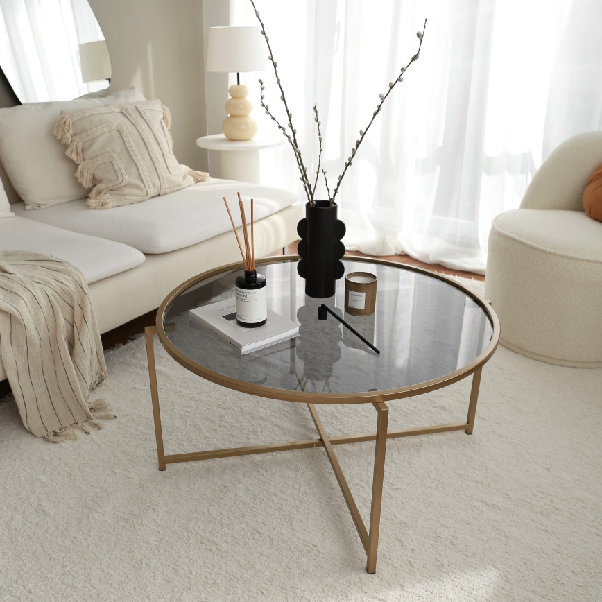 Soffbord SOL 40x83 cm guld/genomskinlig
