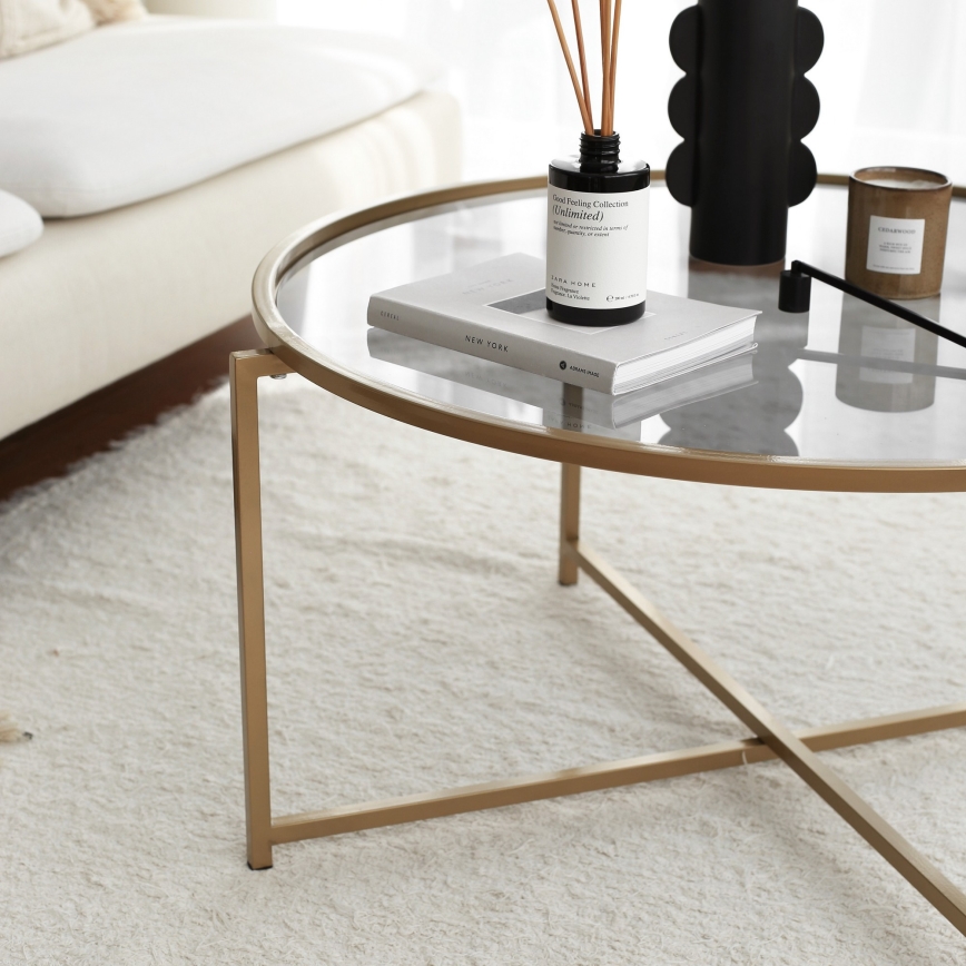 Soffbord SOL 40x83 cm guld/genomskinlig