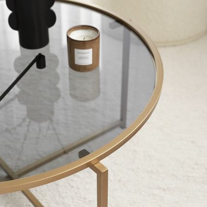 Soffbord SOL 40x83 cm guld/genomskinlig