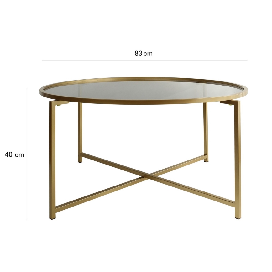 Soffbord SOL 40x83 cm guld/genomskinlig