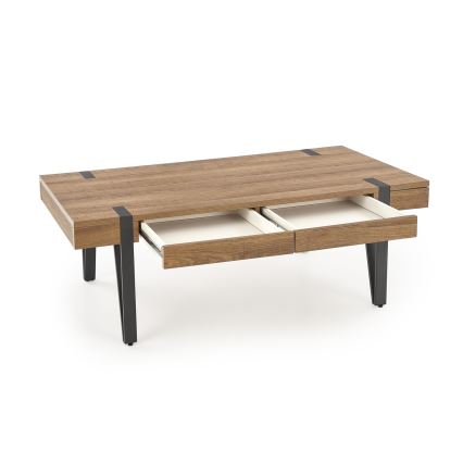 Soffbord TULUZA 41x120 cm gyllene valnöt/svart