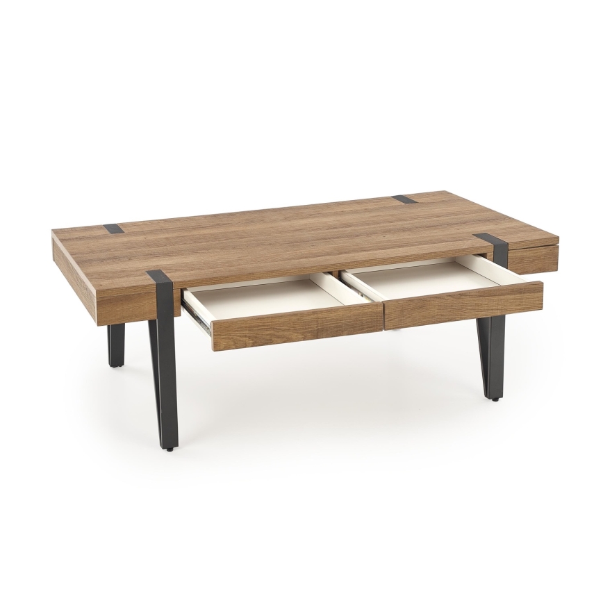 Soffbord TULUZA 41x120 cm gyllene valnöt/svart
