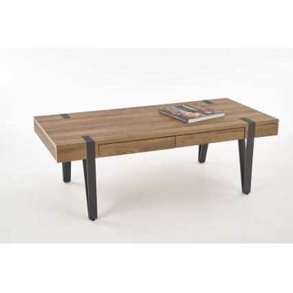 Soffbord TULUZA 41x120 cm gyllene valnöt/svart