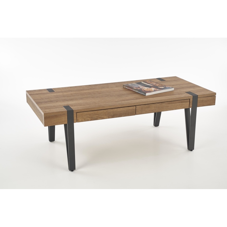 Soffbord TULUZA 41x120 cm gyllene valnöt/svart