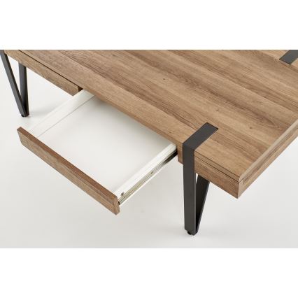 Soffbord TULUZA 41x120 cm gyllene valnöt/svart