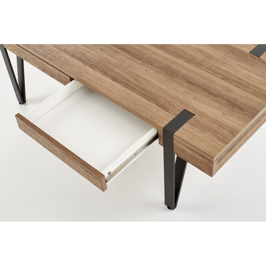 Soffbord TULUZA 41x120 cm gyllene valnöt/svart