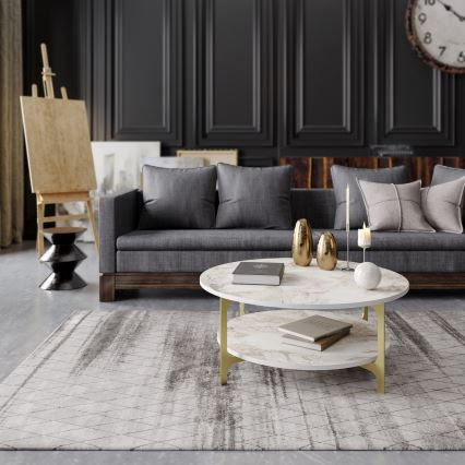 Soffbord VERSY 37x90 cm vit/guld