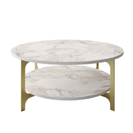 Soffbord VERSY 37x90 cm vit/guld