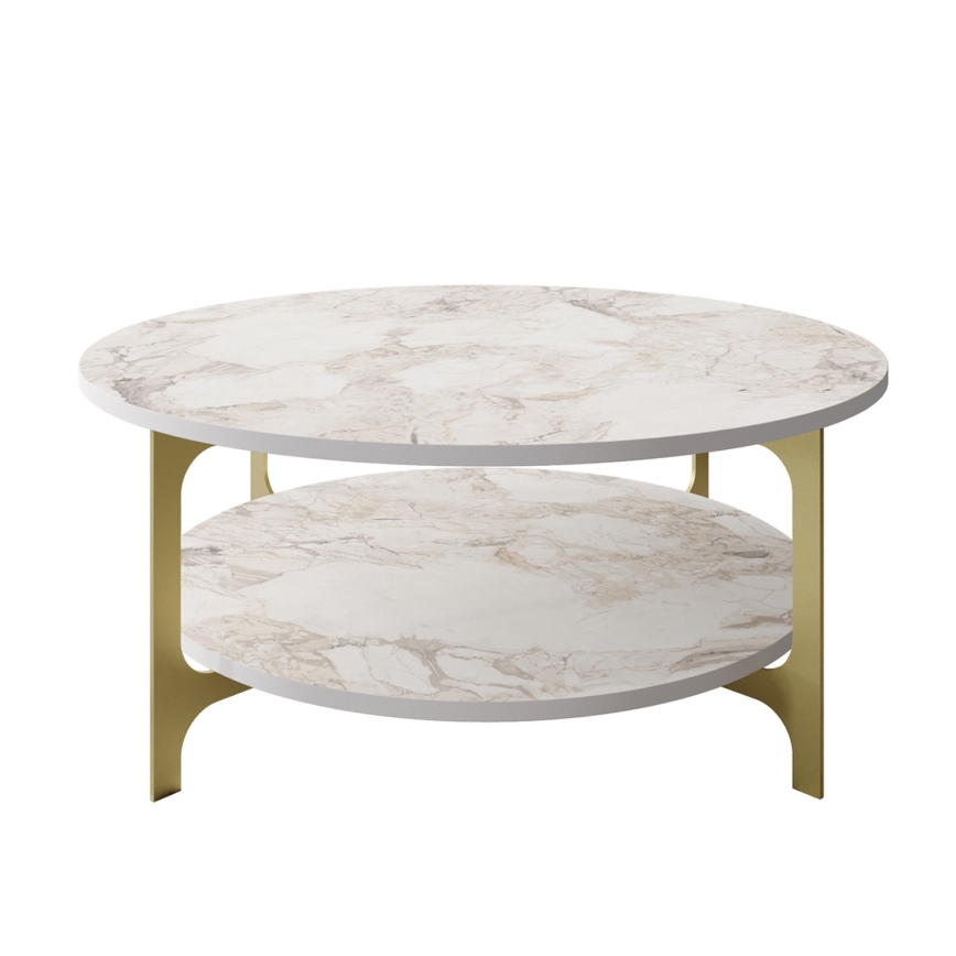 Soffbord VERSY 37x90 cm vit/guld