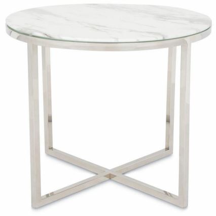 Soffbord VERTIGO 50x60 cm skinande krom/vit
