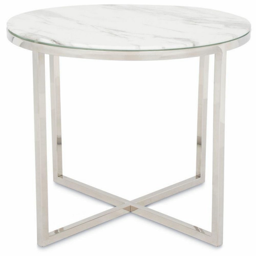 Soffbord VERTIGO 50x60 cm skinande krom/vit