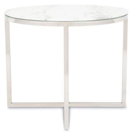 Soffbord VERTIGO 50x60 cm skinande krom/vit