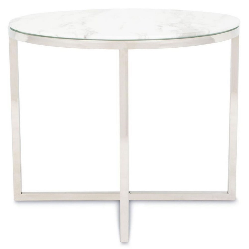 Soffbord VERTIGO 50x60 cm skinande krom/vit