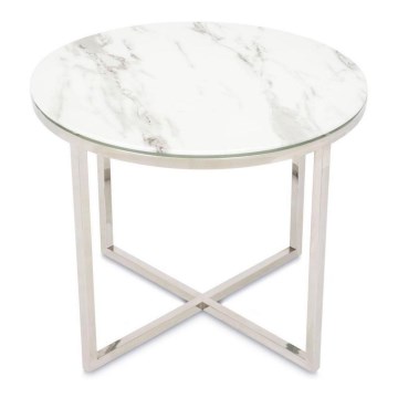 Soffbord VERTIGO 50x60 cm skinande krom/vit