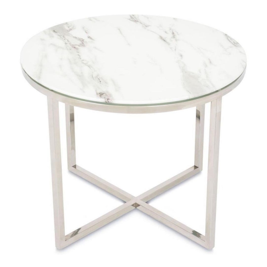 Soffbord VERTIGO 50x60 cm skinande krom/vit