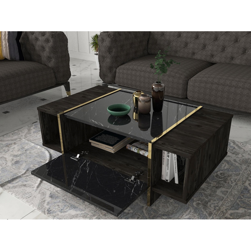 Soffbord VEYRON 37,3x103,8 cm svart/guld