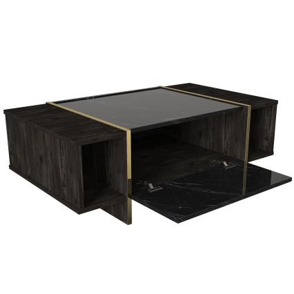 Soffbord VEYRON 37,3x103,8 cm svart/guld