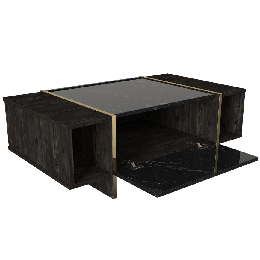 Soffbord VEYRON 37,3x103,8 cm svart/guld