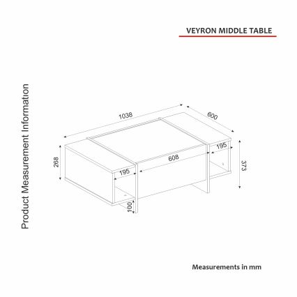 Soffbord VEYRON 37,3x103,8 cm svart/guld