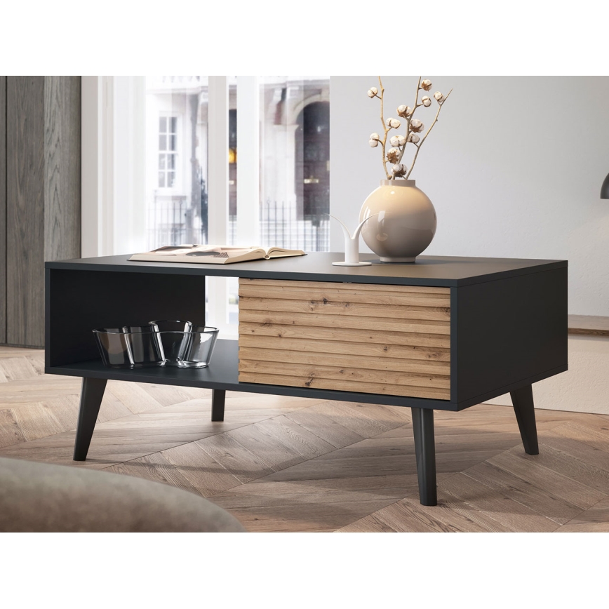 Soffbord WILLOW 46x104 cm svart/brun