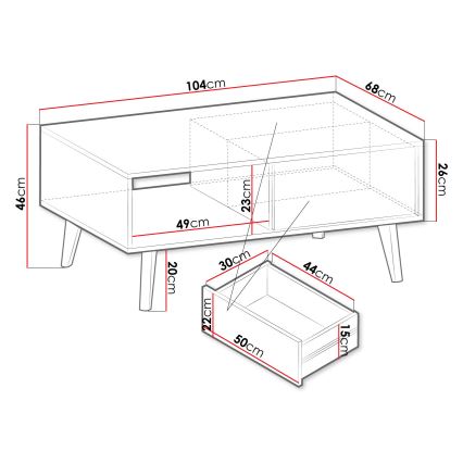 Soffbord WILLOW 46x104 cm svart/brun