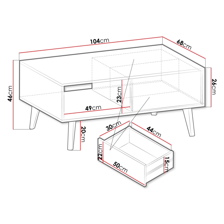 Soffbord WILLOW 46x104 cm svart/brun