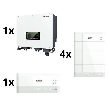 Solar kit: SOFAR Solomvandlare 10 kW + batterimodul AMASSTORE 10,24 kWh med bas med batteristyrenhet