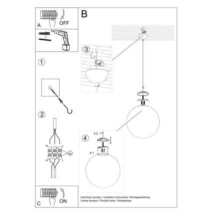 Ljusskrona med upphängningsrem  TOYA 1xE27/60W/230V diameter  20 cm