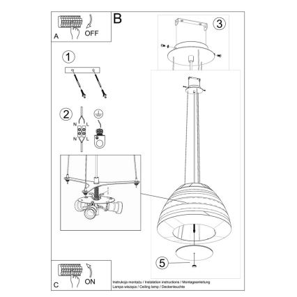 Ljusskrona med upphängningsrem  BELLA 3xE27/60W/230V diameter  60 cm vit