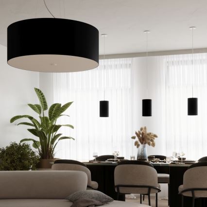 Ljusskrona med upphängningsrem  OTTO 1xE27/60W/230V diameter  15 cm svart