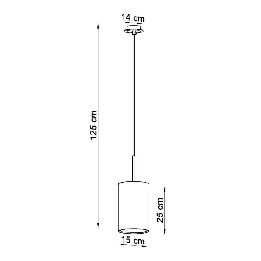 Ljusskrona med upphängningsrem  OTTO 1xE27/60W/230V diameter  15 cm svart