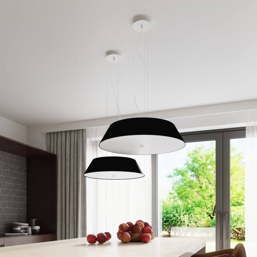 Ljusskrona med upphängningsrem  VEGA 5xE27/60W/230V diameter  60 cm svart