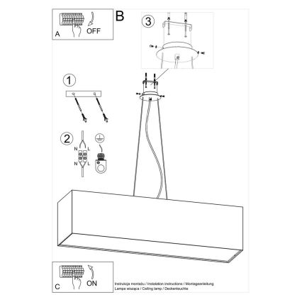 Ljusskrona med upphängningsrem  SANTA 5xE27/60W/230V 120 cm vit