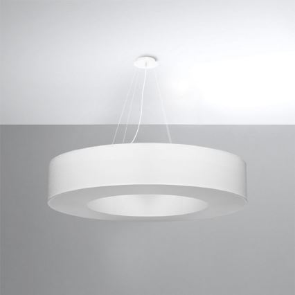 Ljusskrona med upphängningsrem  SATURNO 8xE27/60W/230V diameter  90 cm vit