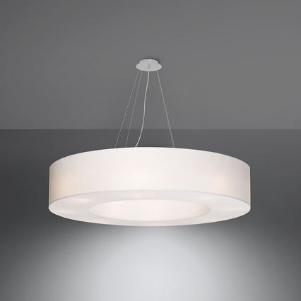 Ljusskrona med upphängningsrem  SATURNO 8xE27/60W/230V diameter  90 cm vit