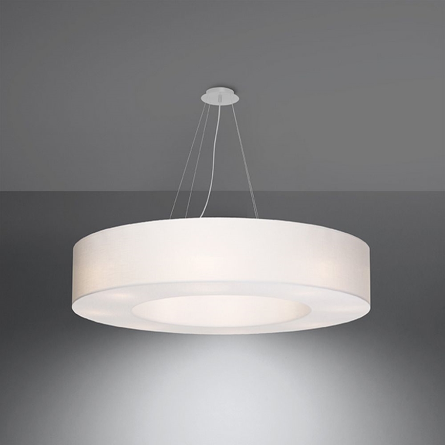 Ljusskrona med upphängningsrem  SATURNO 8xE27/60W/230V diameter  90 cm vit