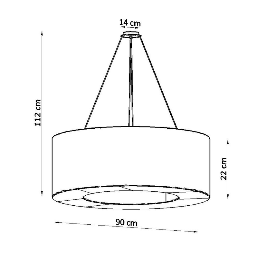 Ljusskrona med upphängningsrem  SATURNO 8xE27/60W/230V diameter  90 cm vit