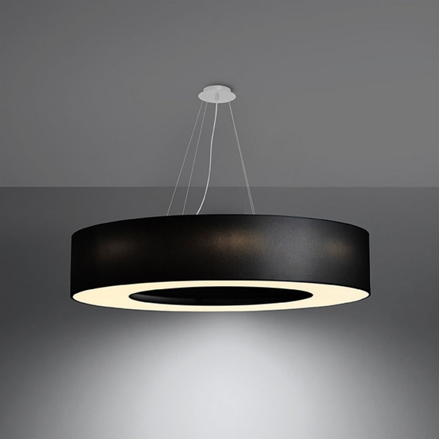 Ljusskrona med upphängningsrem  SATURNO 8xE27/60W/230V diameter  90 cm svart
