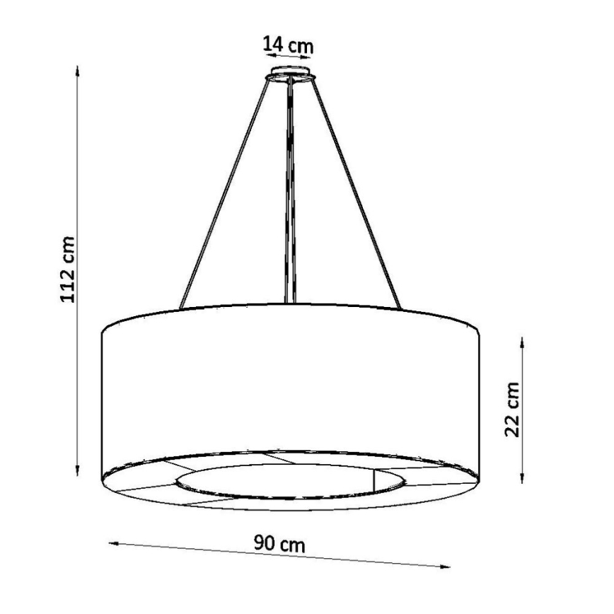 Ljusskrona med upphängningsrem  SATURNO 8xE27/60W/230V diameter  90 cm svart