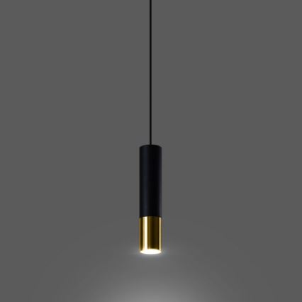 Ljusskrona med upphängningsrem  LOOPEZ 1xGU10/40W/230V svart /gyllene