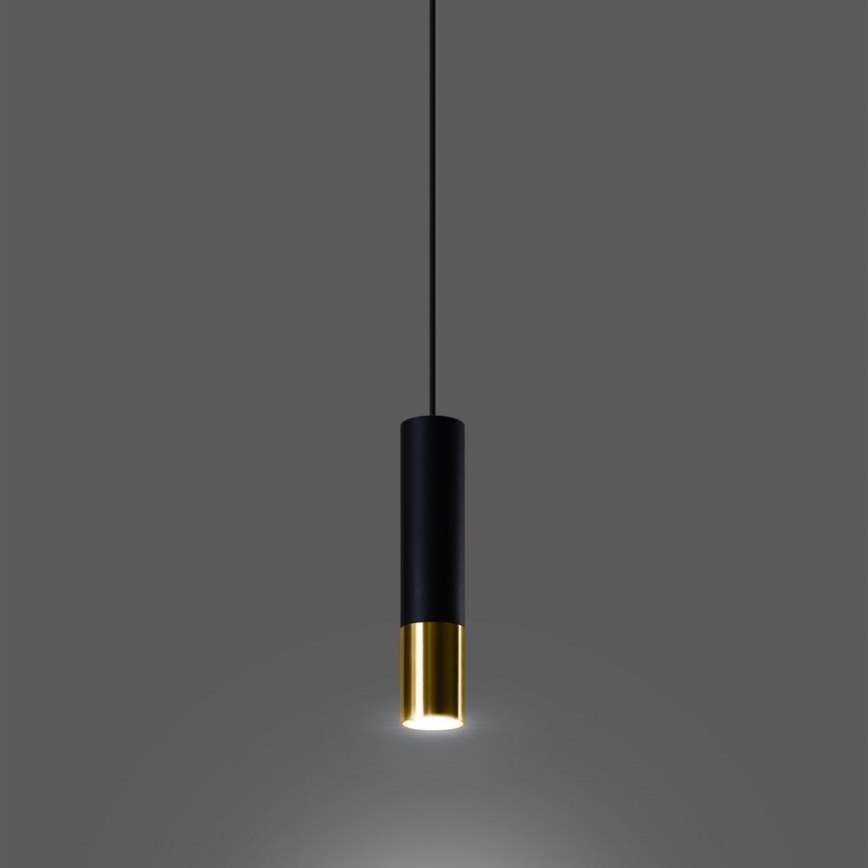 Ljusskrona med upphängningsrem  LOOPEZ 1xGU10/40W/230V svart /gyllene