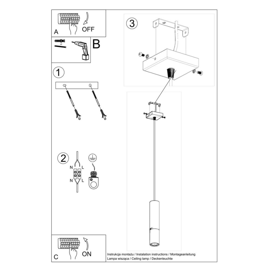 Ljusskrona med upphängningsrem  LOOPEZ 1xGU10/40W/230V svart /gyllene