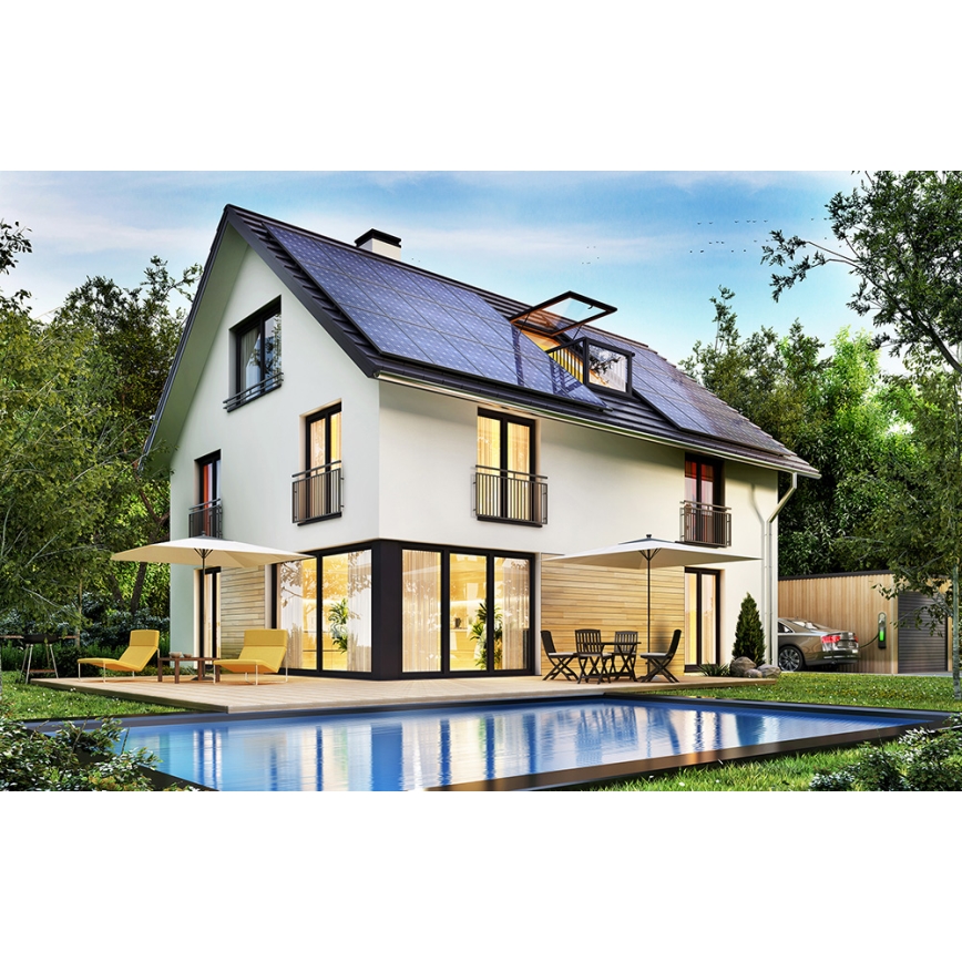 Solcellspanel RISEN 400Wp svart ram IP68 halvskuren