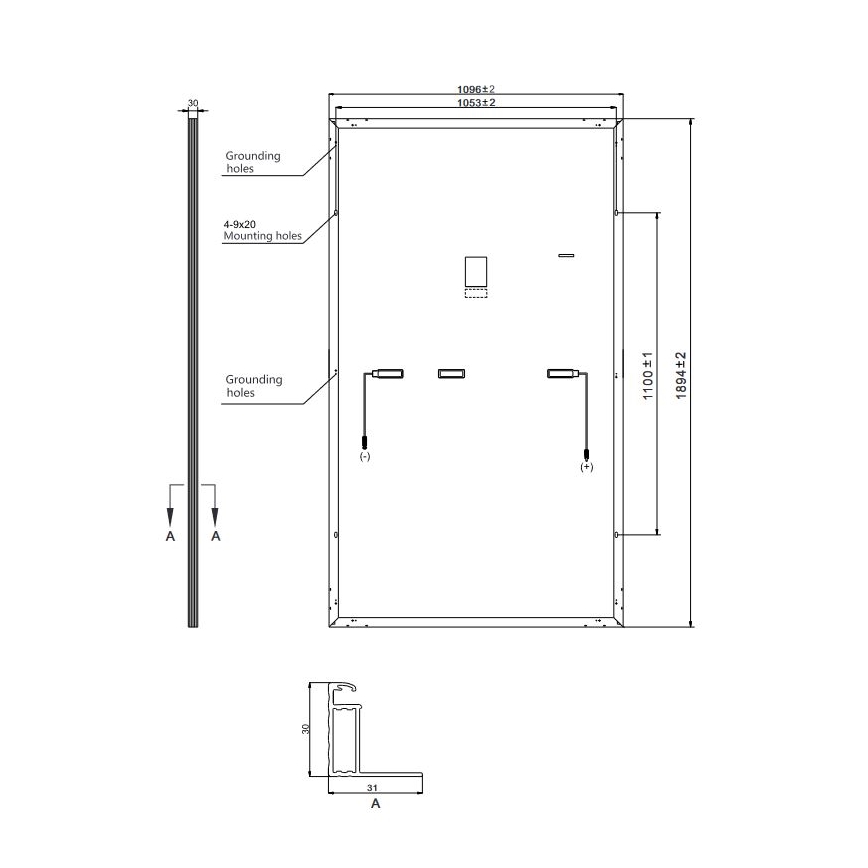 Solcellspanel Risen 440Wp svart ram IP68 Halvskuren
