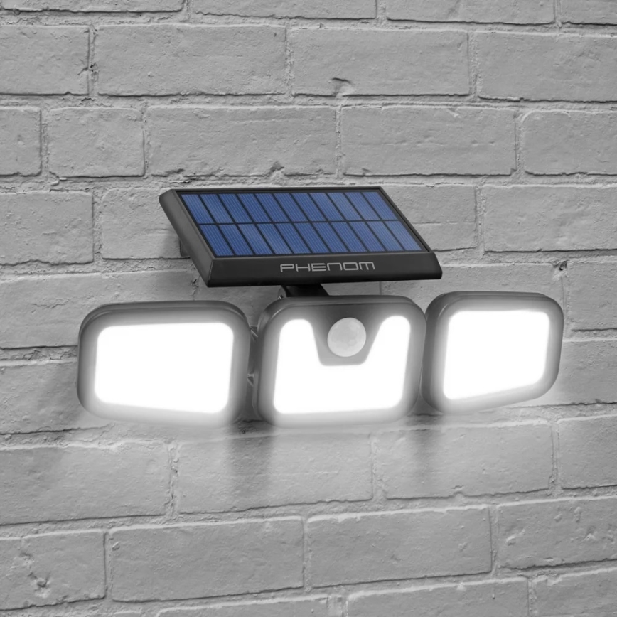 Solcellstrålkastare med sensor 3xLED/3,3W/5V IP65 2400 mAh