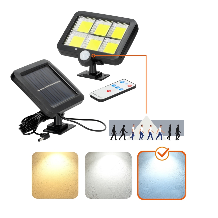Solcellstrålkastare med sensor LED/1,5W/3,7V 6000K IP44 1200 mAh