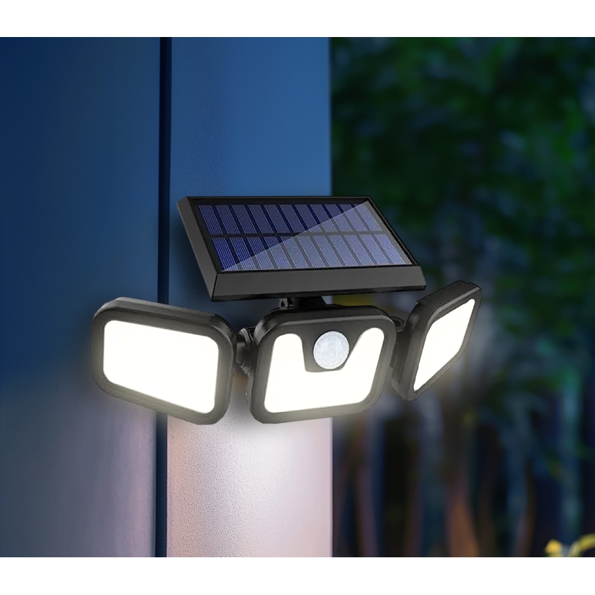 Solcellstrålkastare med sensor LED/1,5W/3,7V 6000K IP44 2400 mAh
