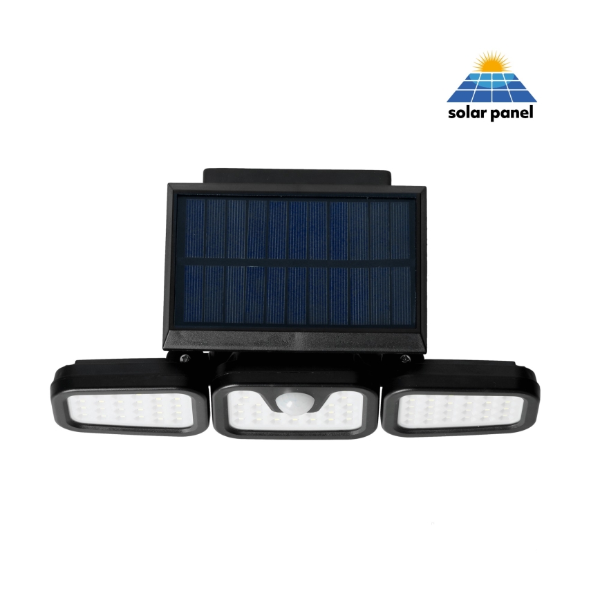 Solcellstrålkastare med sensor LED/1,5W/3,7V 6000K IP44 2400 mAh
