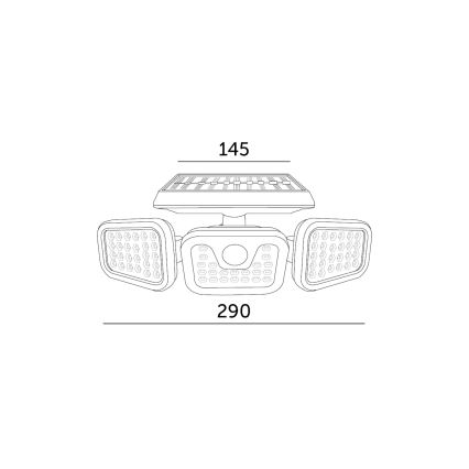 Solcellstrålkastare med sensor LED/1,5W/3,7V 6000K IP44 2400 mAh