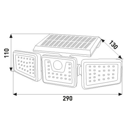 Solcellstrålkastare med sensor LED/14W/3,7V 1800 mAh IP54